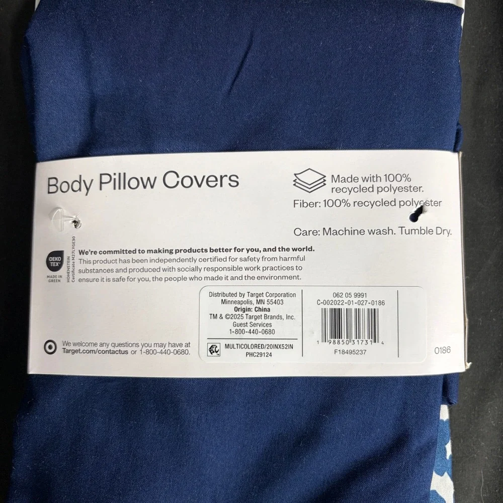 2pk Microfiber Body Pillow Cover Floral/Navy - Room Essentials ™